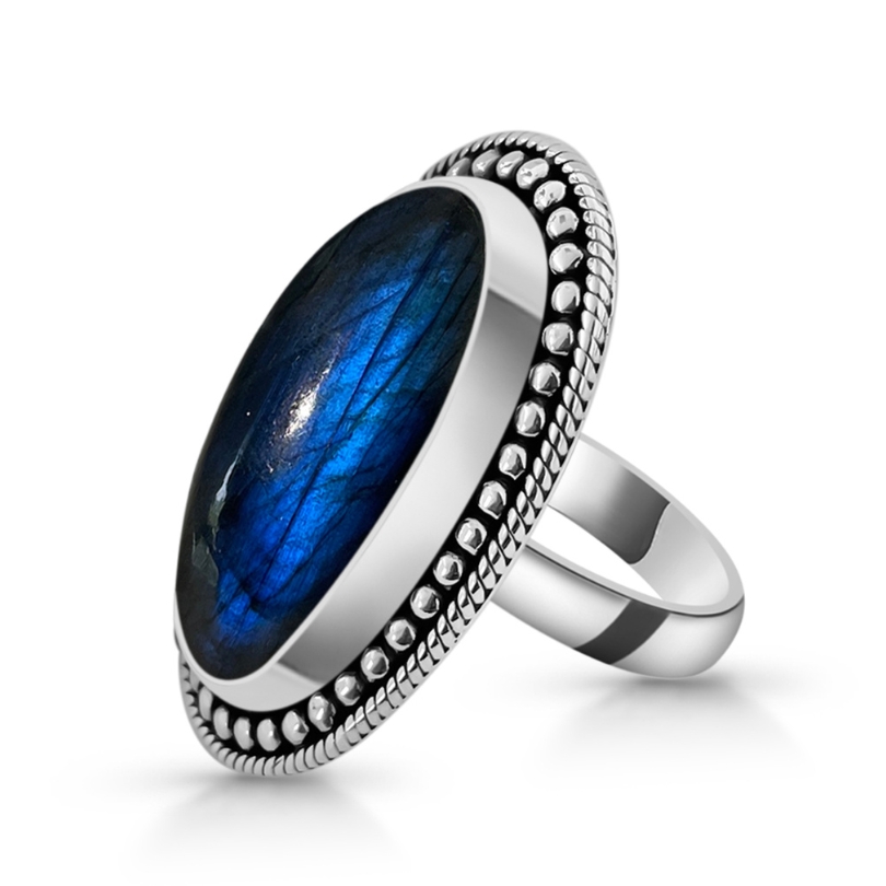 Ženski srebrni prsten ELIS, Labradorit