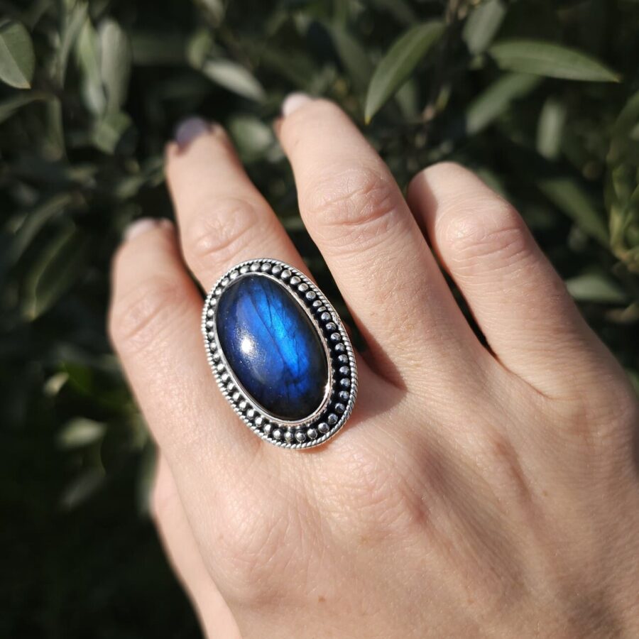 Ženski srebrni prsten ELIS, Labradorit