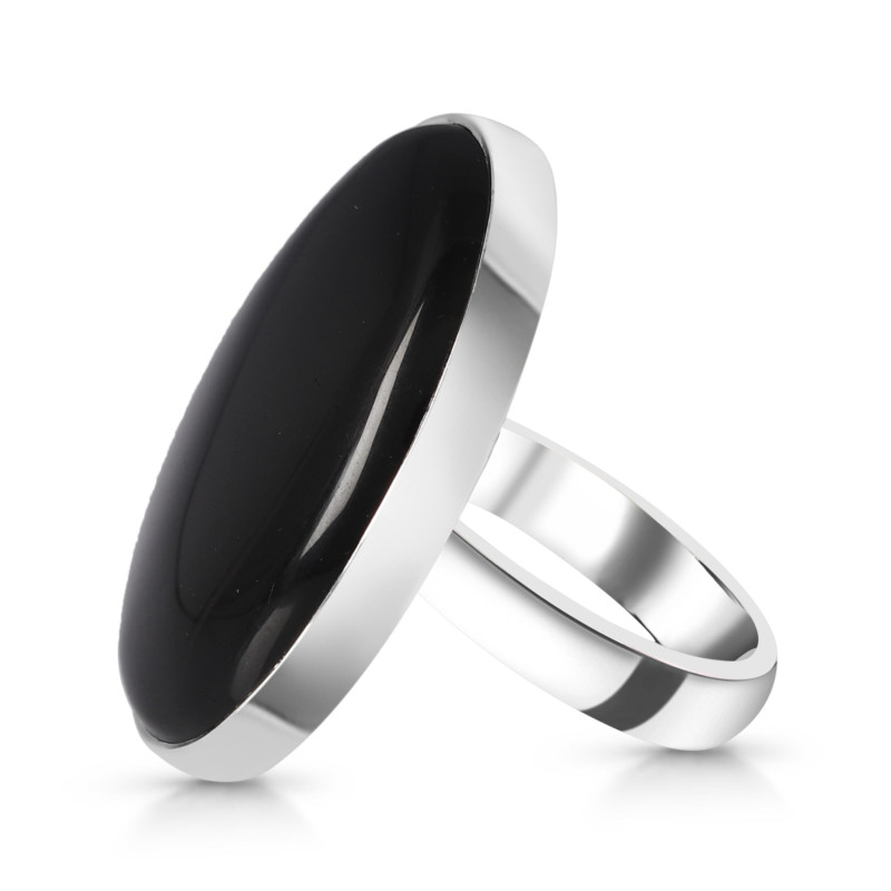 Ženski prstan iz srebra OMEN, Črni Oniks