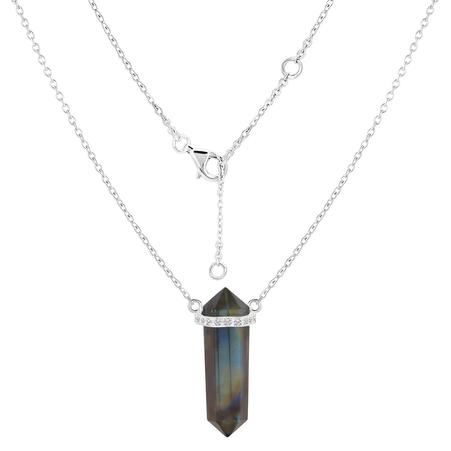 Ženski srebrni lančić OMNIA, Labradorit