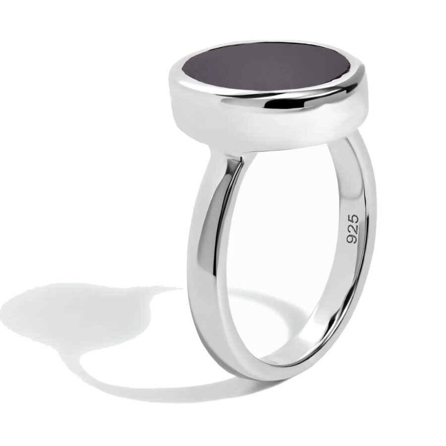 Ženski srebrni prsten OASIS, crni turmalin
