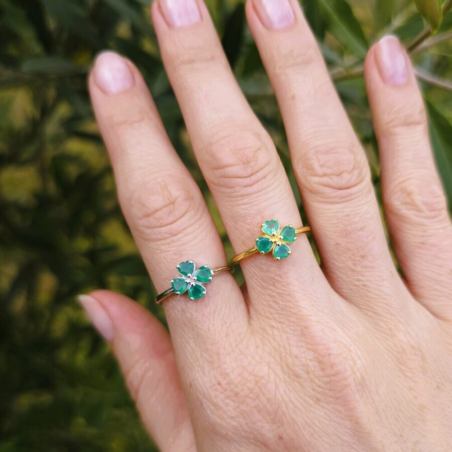 Ženski prstan iz srebra LUCK, Zeleni Oniks