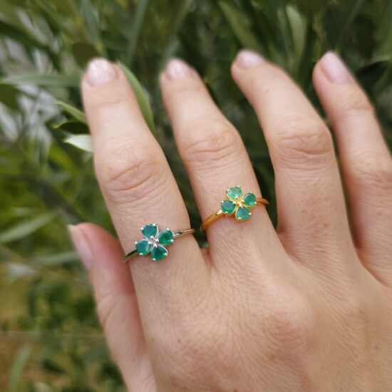 Ženski prstan iz srebra LUCK, Zeleni Oniks