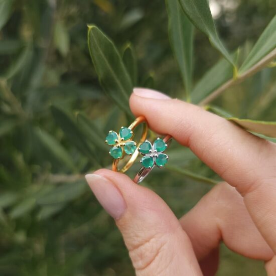 Ženski prstan iz srebra LUCK, Zeleni Oniks