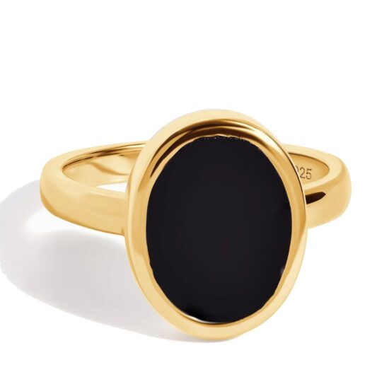 Ženski srebrni prsten OASIS, crni turmalin