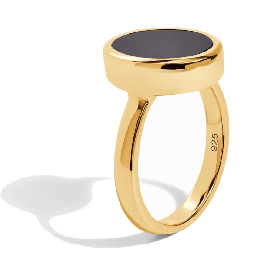 Ženski srebrni prsten OASIS, crni turmalin