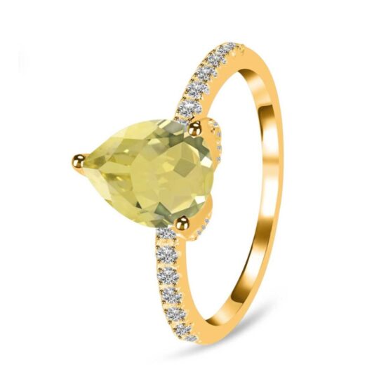 Prstan Flora - Limonin Kvarc in Beli Topaz - Seraphina