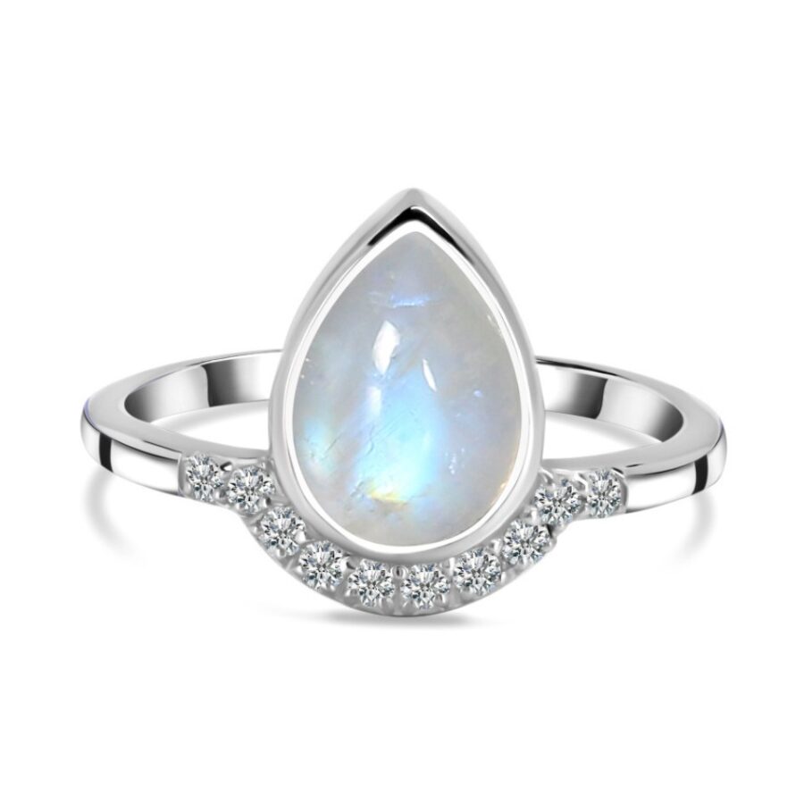 Damenring aus Sterlingsilber AVA, Mondstein und weißer Topas Damenring aus Sterlingsilber AVA, Mondstein und weißer Topas