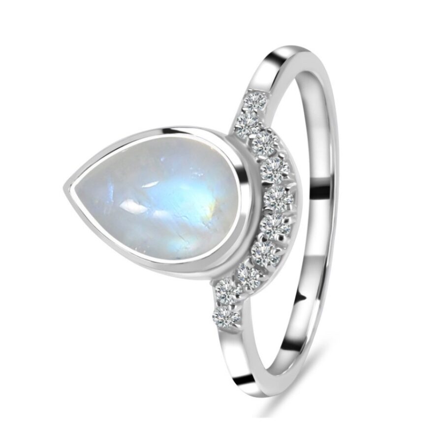Damenring aus Sterlingsilber AVA, Mondstein und weißer Topas Damenring aus Sterlingsilber AVA, Mondstein und weißer Topas