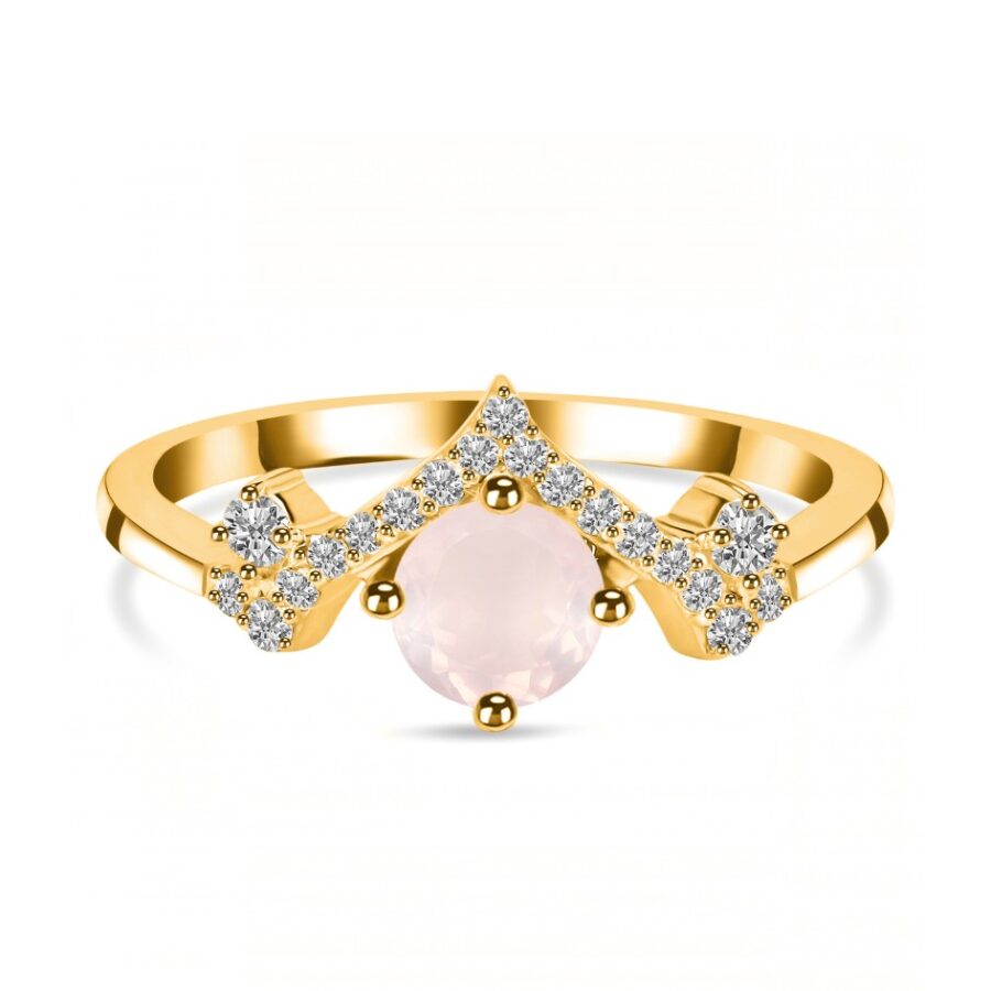 Ženski prstan iz srebra PRIMAVERA, Roževec in Beli Topaz