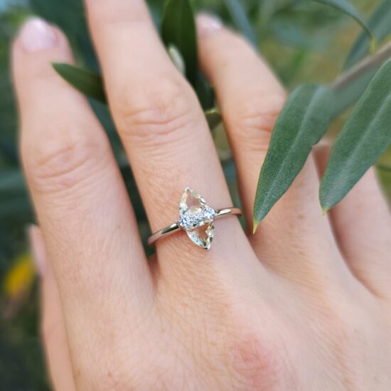 Ženski prstan iz srebra DAKOTA, Limonin Kvarc in Beli Topaz