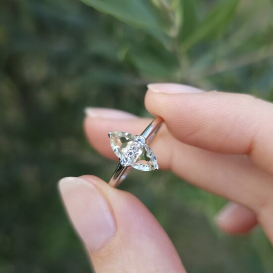 Ženski prstan iz srebra DAKOTA, Limonin Kvarc in Beli Topaz