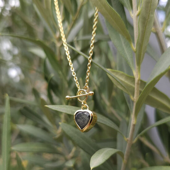 Damenhalskette aus Sterlingsilber LENORA, Schwarzer Obsidian Damenhalskette aus Sterlingsilber LENORA, Schwarzer Obsidian