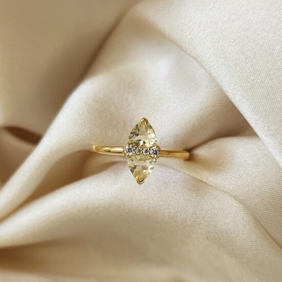 Ženski prstan iz srebra DAKOTA, Limonin Kvarc in Beli Topaz