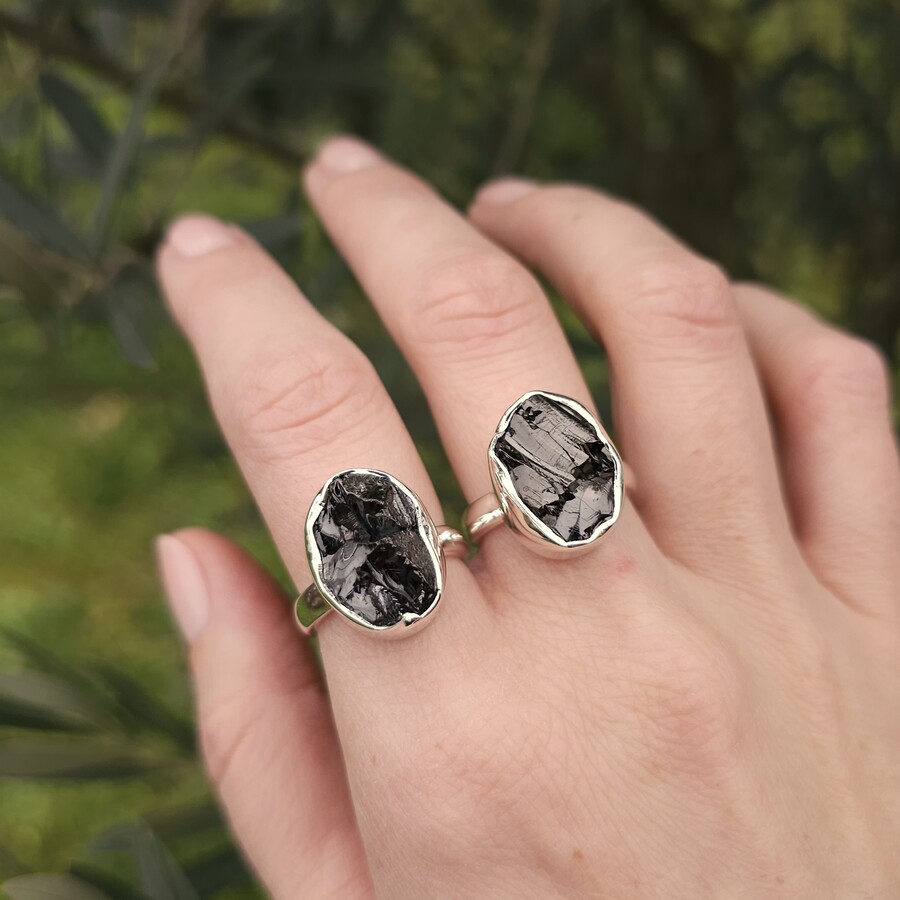 Damenring aus Silber DORIAN, Shungit