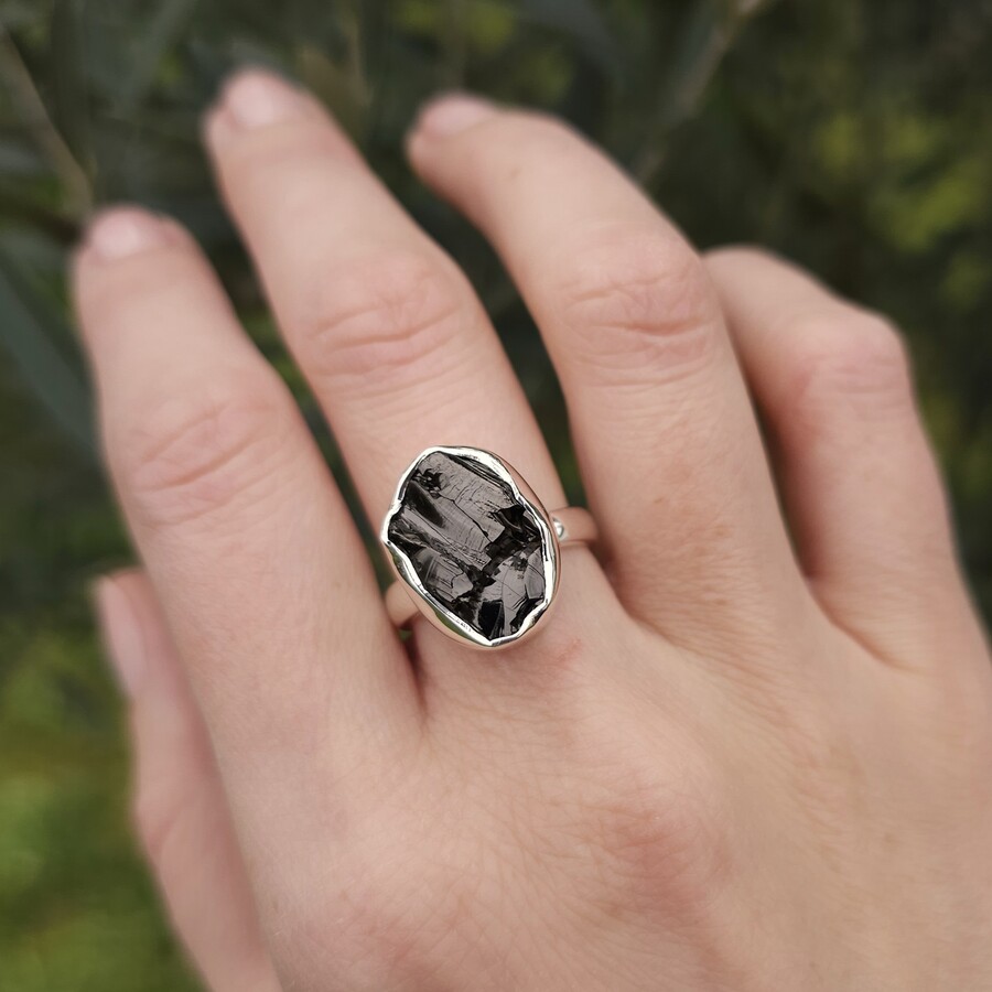 Damenring aus Silber DORIAN, Shungit