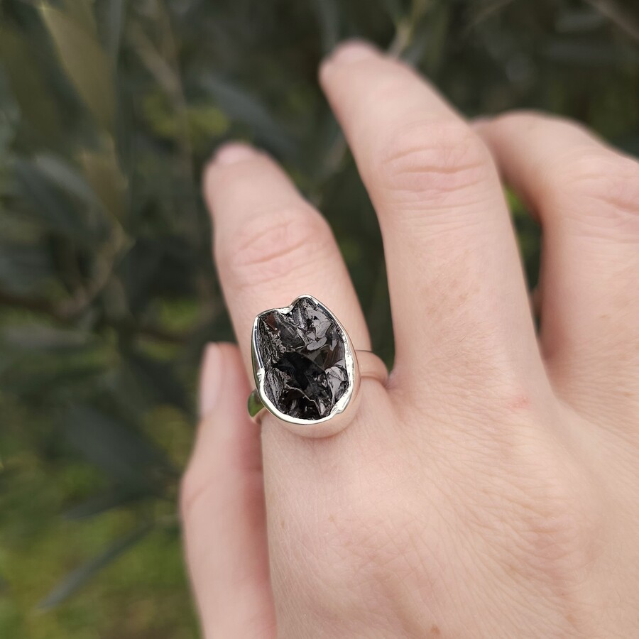 Damenring aus Silber DORIAN, Shungit