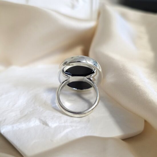 Ženski prstan iz srebra OMEN, Črni Oniks