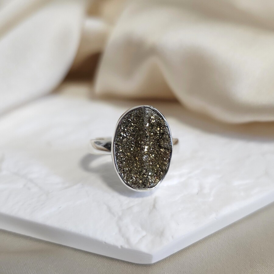 Damenring aus Sterlingsilber BRIGHT, Spektropyrit