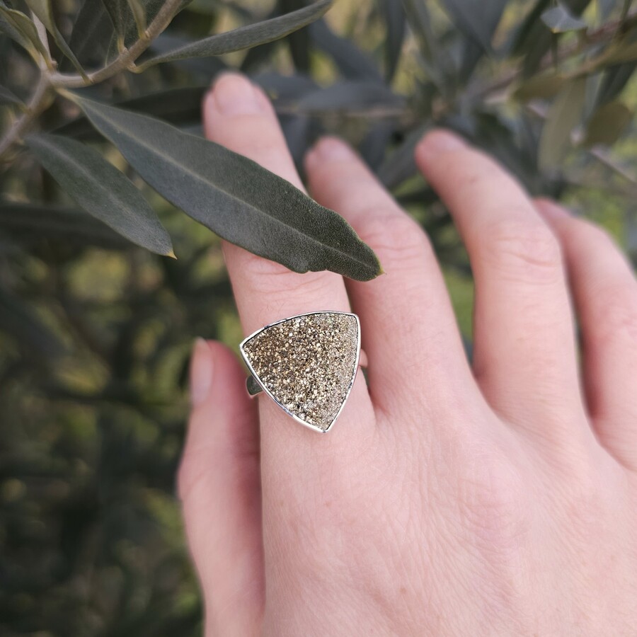 Damenring aus Sterlingsilber BRIGHT, Spektropyrit