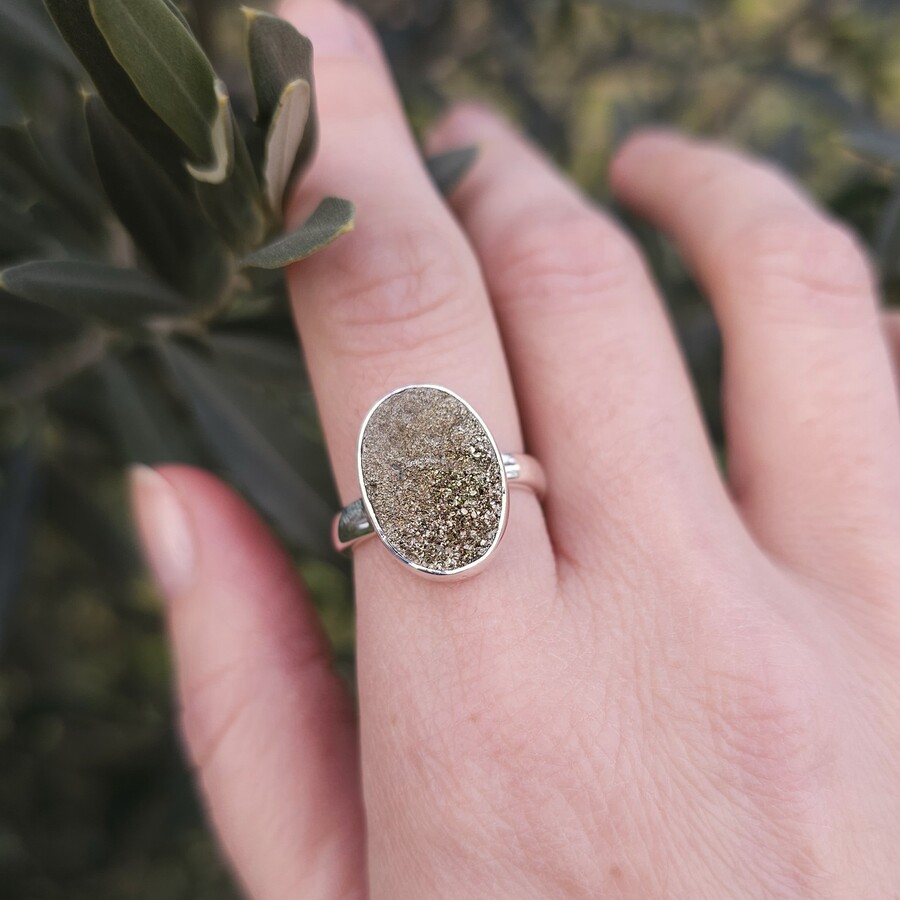 Damenring aus Sterlingsilber BRIGHT, Spektropyrit