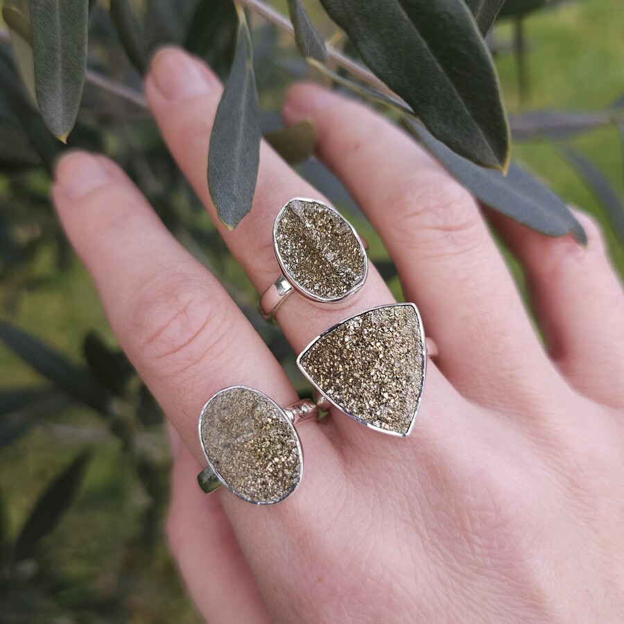 Damenring aus Sterlingsilber BRIGHT, Spektropyrit