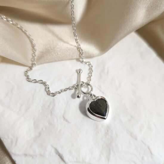 Damenhalskette aus Sterlingsilber LENORA, Schwarzer Obsidian Damenhalskette aus Sterlingsilber LENORA, Schwarzer Obsidian