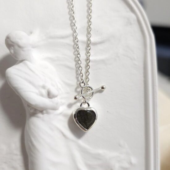 Damenhalskette aus Sterlingsilber LENORA, Schwarzer Obsidian Damenhalskette aus Sterlingsilber LENORA, Schwarzer Obsidian