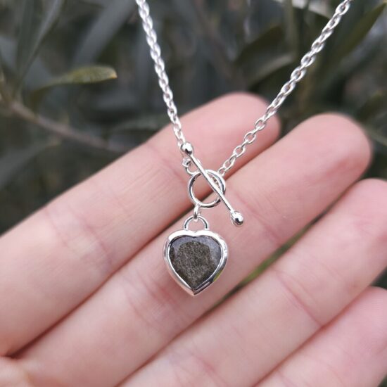 Damenhalskette aus Sterlingsilber LENORA, Schwarzer Obsidian Damenhalskette aus Sterlingsilber LENORA, Schwarzer Obsidian