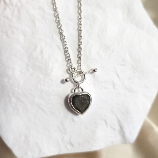 Damenhalskette aus Sterlingsilber LENORA, Schwarzer Obsidian Damenhalskette aus Sterlingsilber LENORA, Schwarzer Obsidian