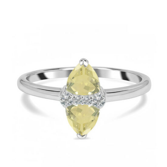 Ženski prstan iz srebra DAKOTA, Limonin Kvarc in Beli Topaz