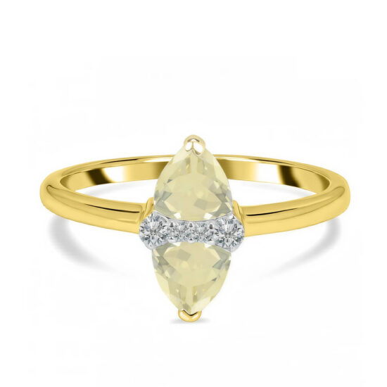 Ženski prstan iz srebra DAKOTA, Limonin Kvarc in Beli Topaz