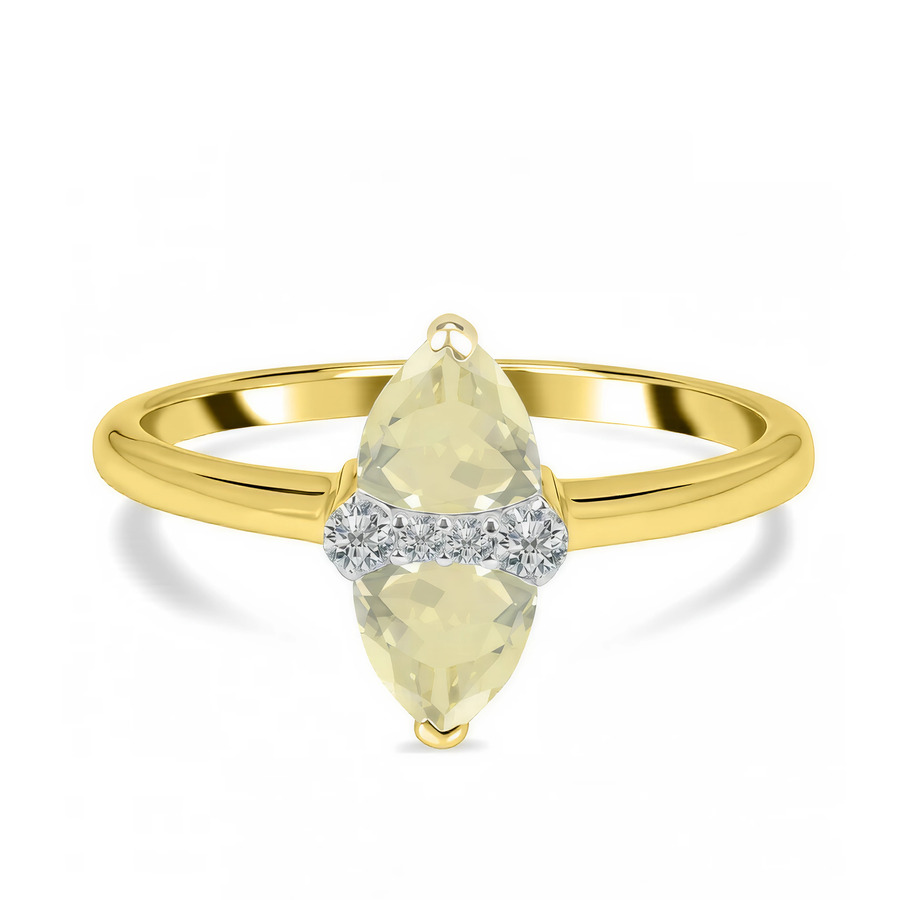 Ženski prstan iz srebra DAKOTA, Limonin Kvarc in Beli Topaz