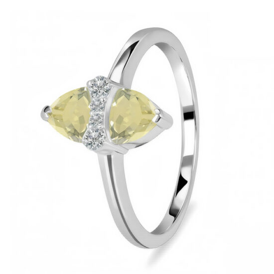 Ženski prstan iz srebra DAKOTA, Limonin Kvarc in Beli Topaz