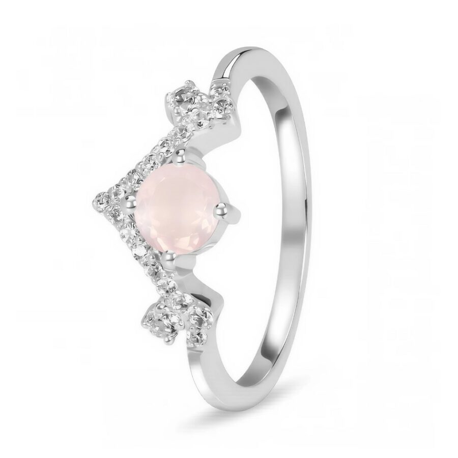 Ženski prstan iz srebra PRIMAVERA, Roževec in Beli Topaz