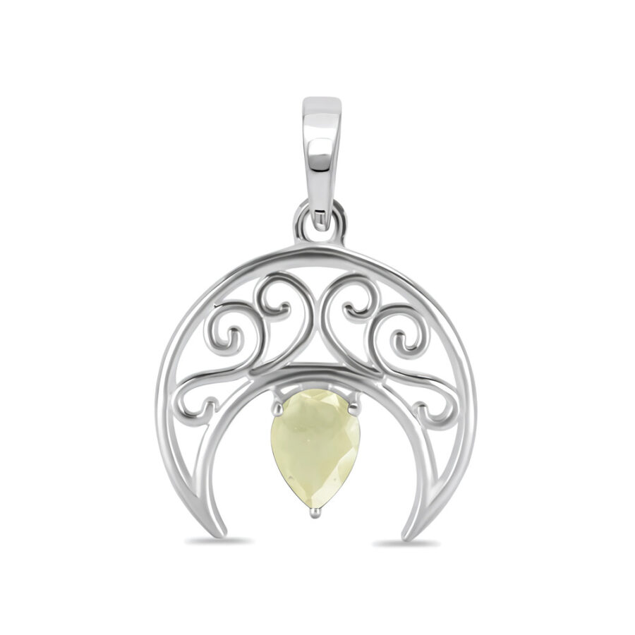 Damenanhänger aus Sterlingsilber RHEA, Libysches Gold Tektit