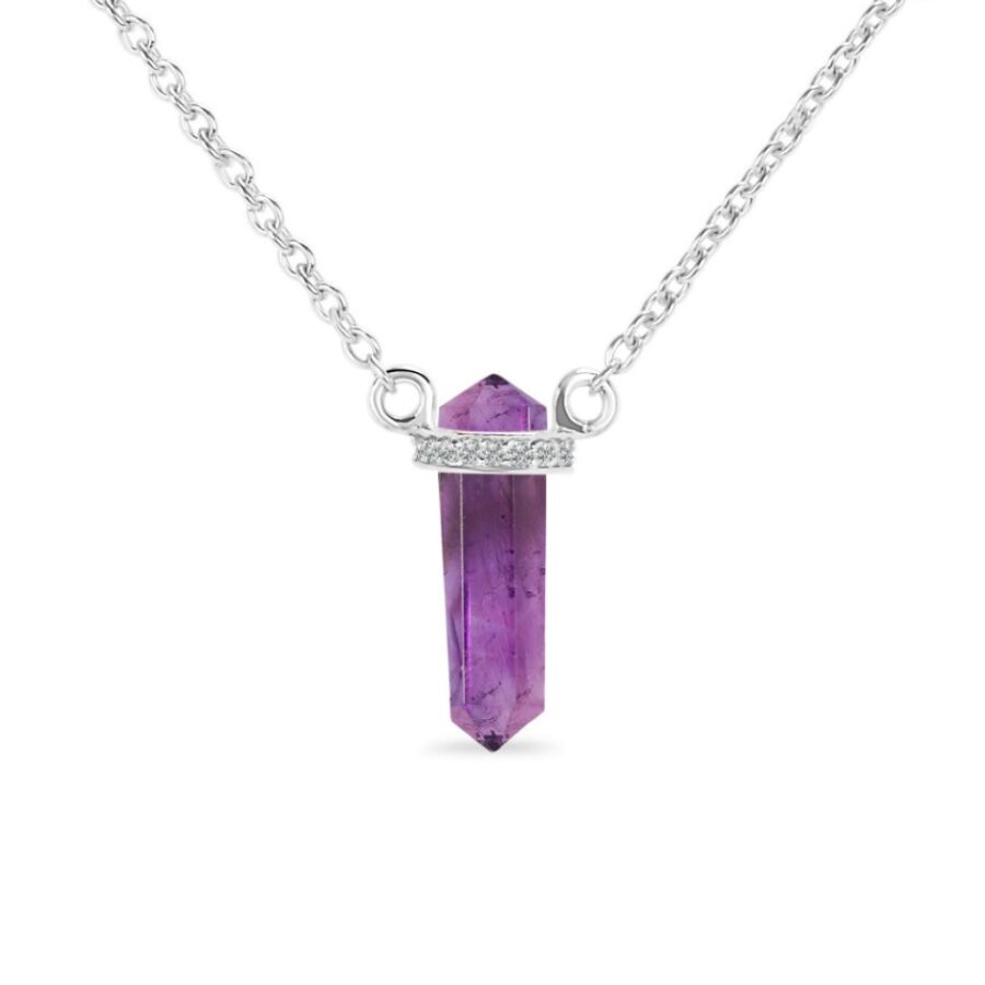 Ženska srebrna ogrlica OMNIA, Ametist