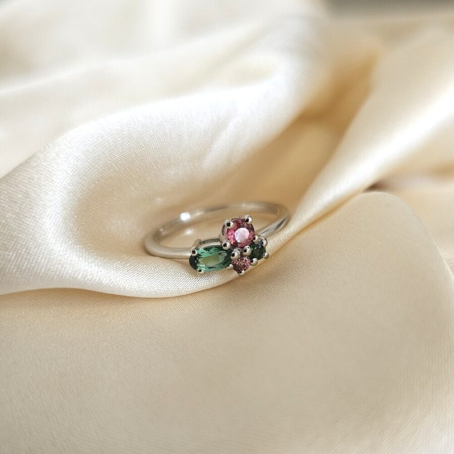 Ženski prstan iz srebra SARAH, Turmalin