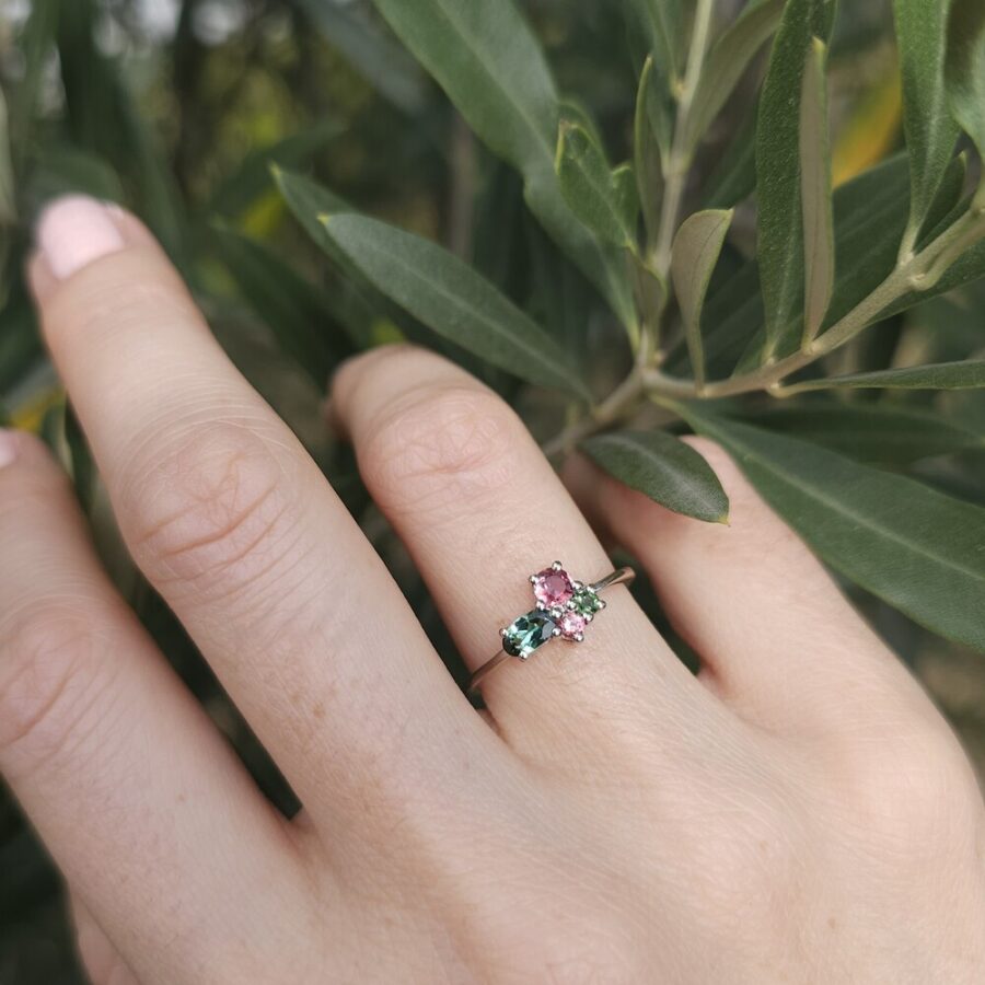 Ženski prstan iz srebra SARAH, Turmalin