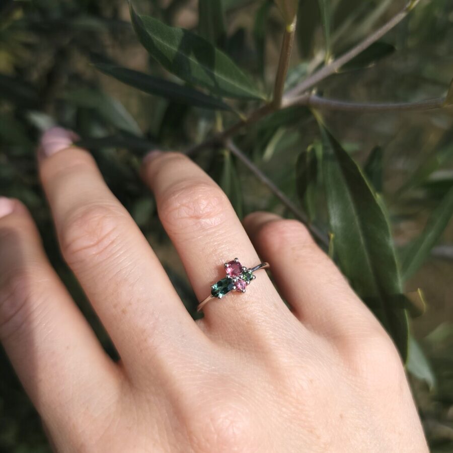 Ženski prstan iz srebra SARAH, Turmalin