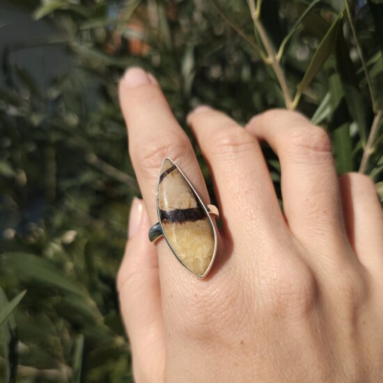 Unikaten ženski prstan iz srebra DRACO, Septarian