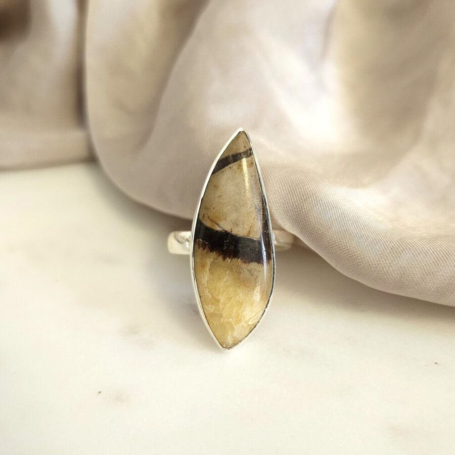 Unikaten ženski prstan iz srebra DRACO, Septarian