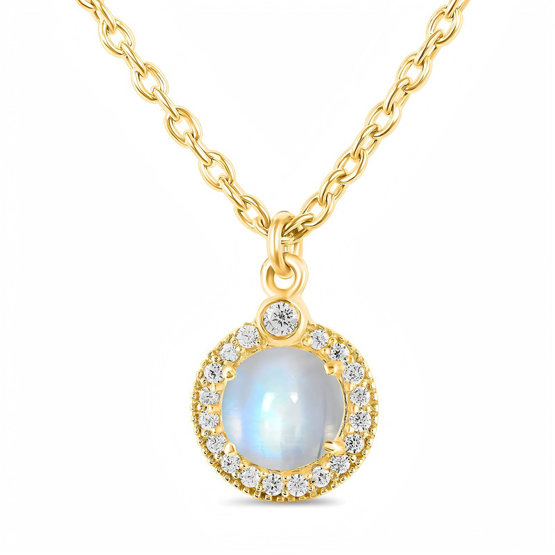 Damen-Silberkette NAOMI, Mondstein und weißer Topas