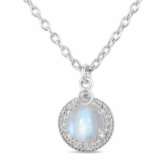 Damen-Silberkette NAOMI, Mondstein und weißer Topas