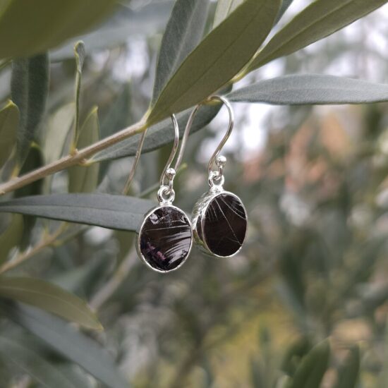 Ženski uhani iz srebra DORIAN, Šungit