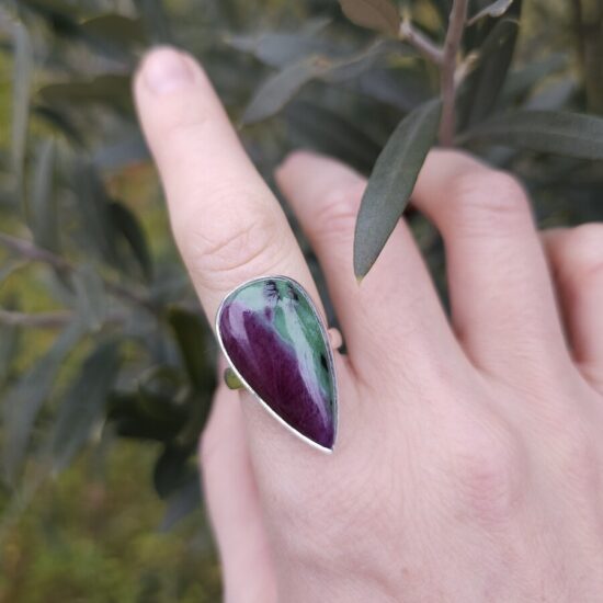 Ženski prstan iz srebra ANTARES, Rubin Zoisit