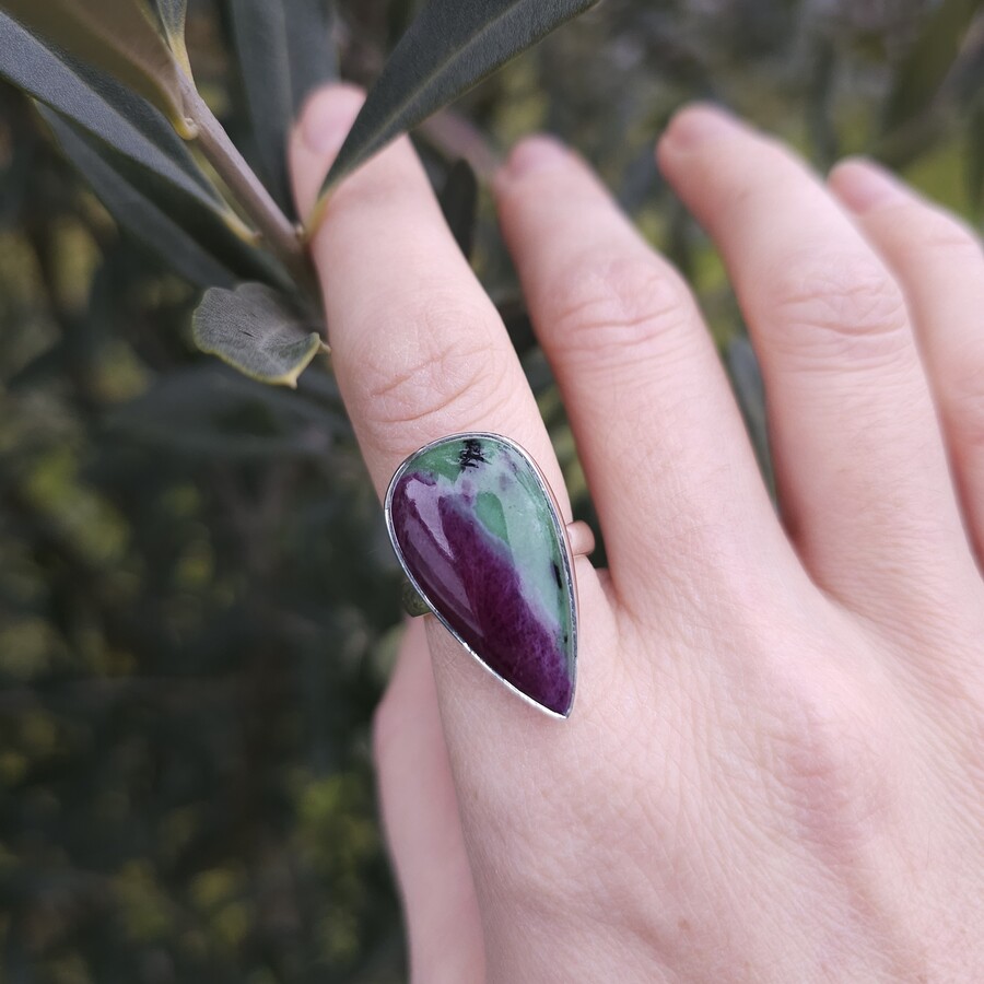 Ženski prstan iz srebra ANTARES, Rubin Zoisit