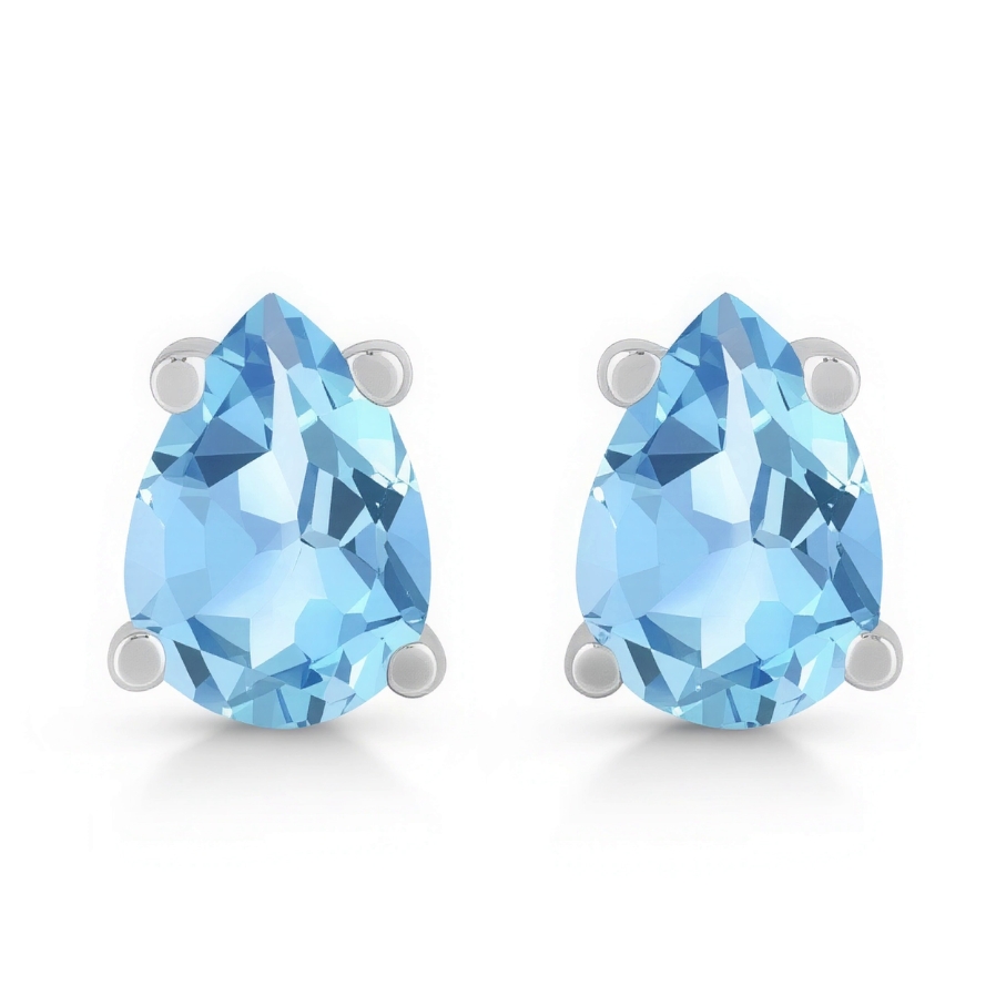 Ženski uhani iz srebra MINA, Modri Topaz