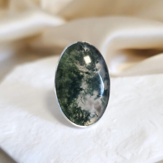 Ženski prstan iz srebra LUCAS, Mahovni Ahat