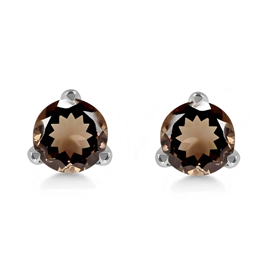 Ženski uhani iz srebra FLAVIA, Dimni Kremen